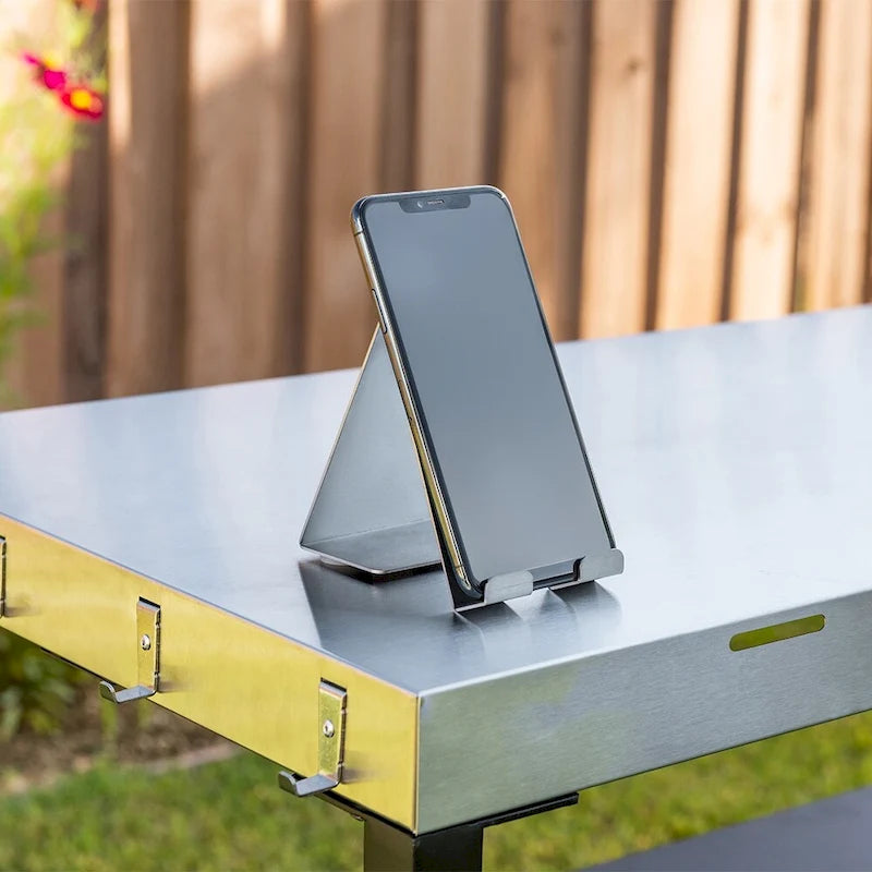 Chariot de préparation de barbecue d'extérieur en acier inoxydable à double étagère