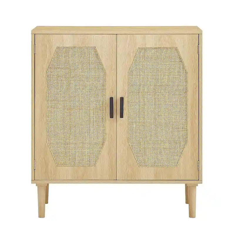 Meuble de rangement avec 2 portes en rotin