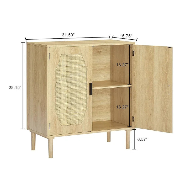 Meuble de rangement avec 2 portes en rotin