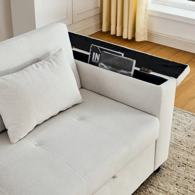 Canapé-lit convertible de 54 po avec rangement, oreiller lombaire et prise de courant USB