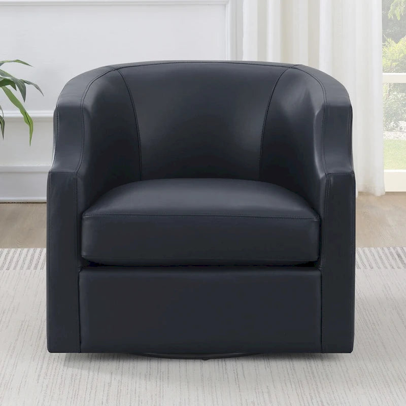 Fauteuil pivotant et inclinable en cuir pleine fleur