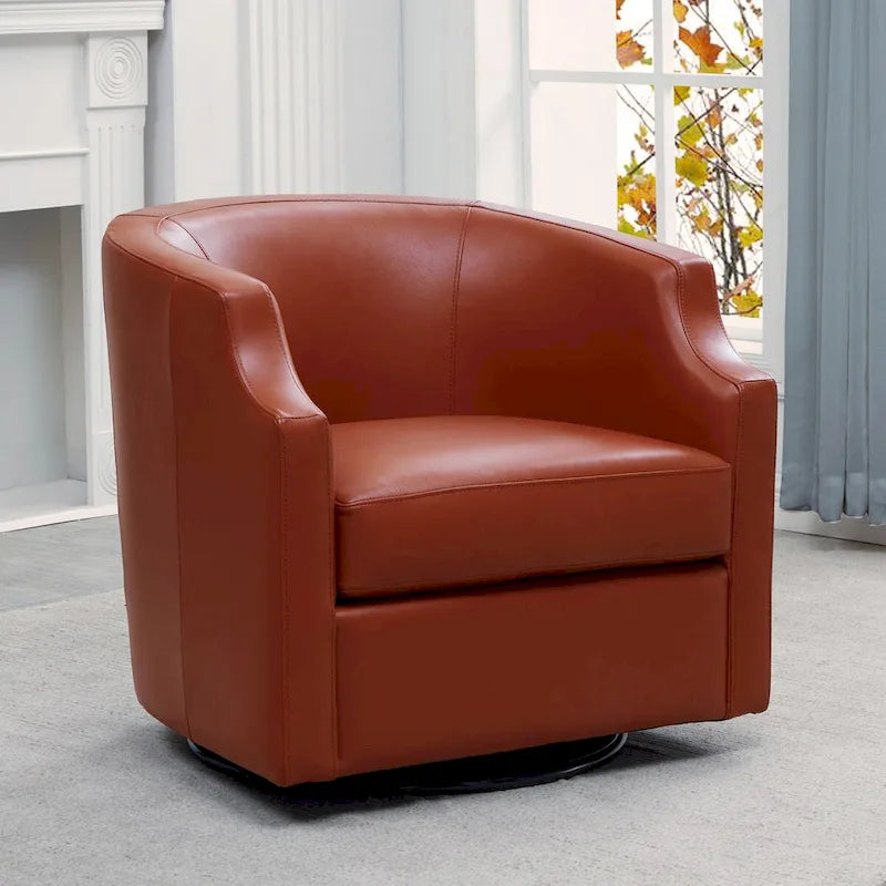 Fauteuil pivotant et inclinable en cuir pleine fleur