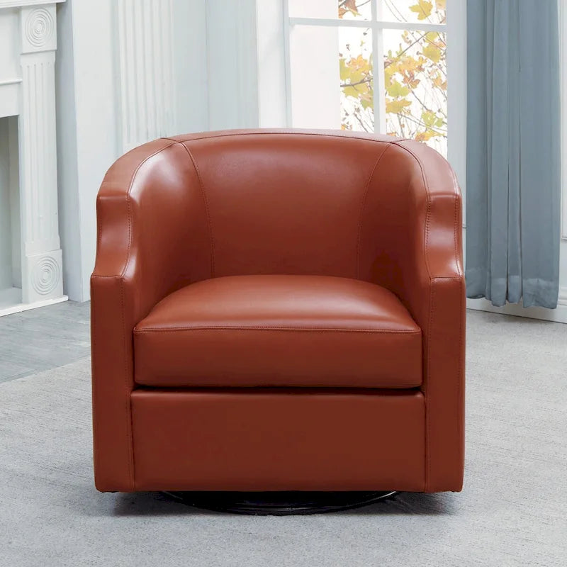 Fauteuil pivotant et inclinable en cuir pleine fleur