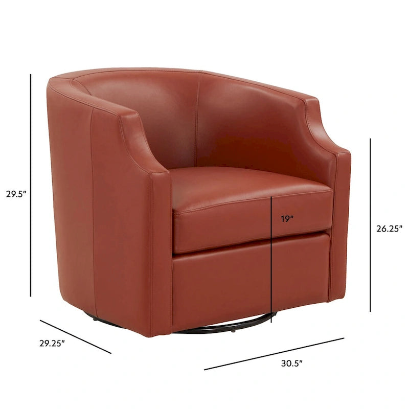 Fauteuil pivotant et inclinable en cuir pleine fleur