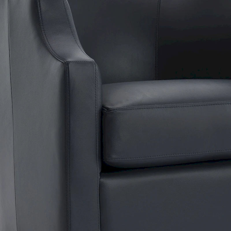 Fauteuil pivotant et inclinable en cuir pleine fleur