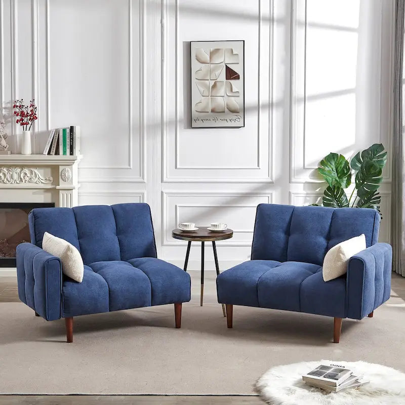 Canapé-Lit Futon Convertible avec Dossier Réglable et 2 Oreillers