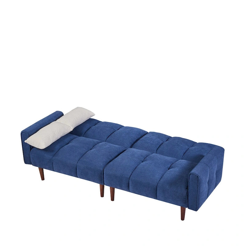 Canapé-Lit Futon Convertible avec Dossier Réglable et 2 Oreillers