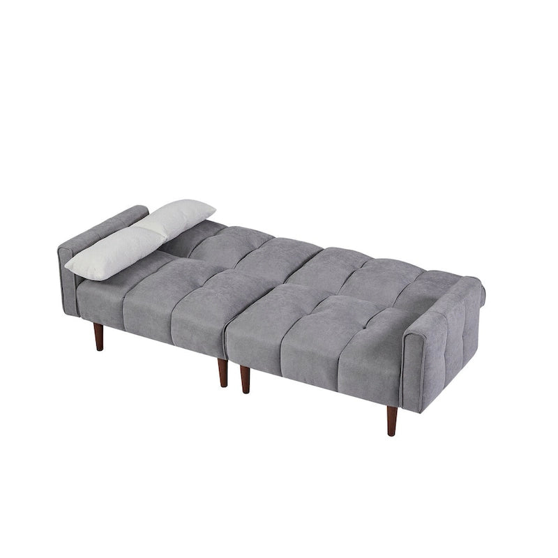 Canapé-Lit Futon Convertible avec Dossier Réglable et 2 Oreillers