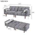 Canapé-Lit Futon Convertible avec Dossier Réglable et 2 Oreillers
