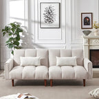 Canapé-Lit Futon Convertible avec Dossier Réglable et 2 Oreillers
