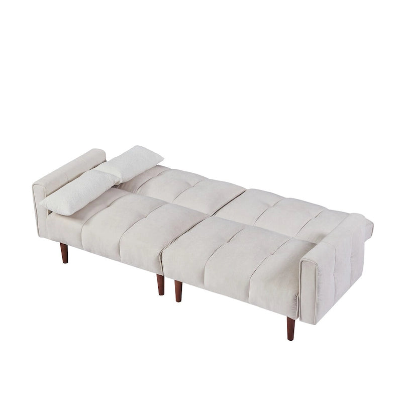 Canapé-Lit Futon Convertible avec Dossier Réglable et 2 Oreillers