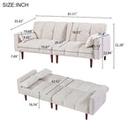 Canapé-Lit Futon Convertible avec Dossier Réglable et 2 Oreillers