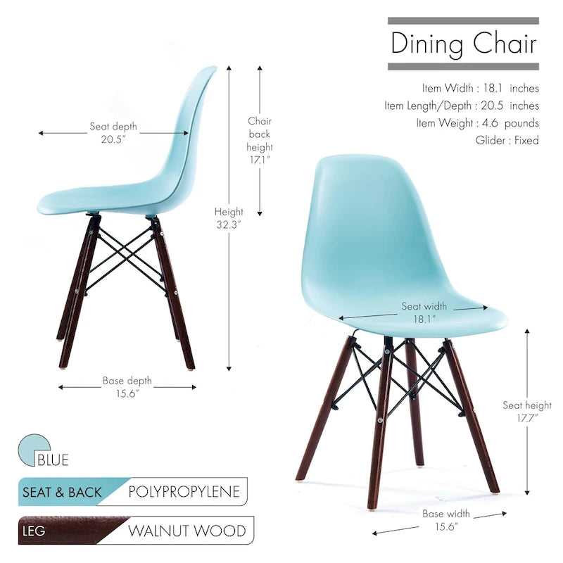 Lot de 2 chaises de salle à manger avec pieds en noyer
