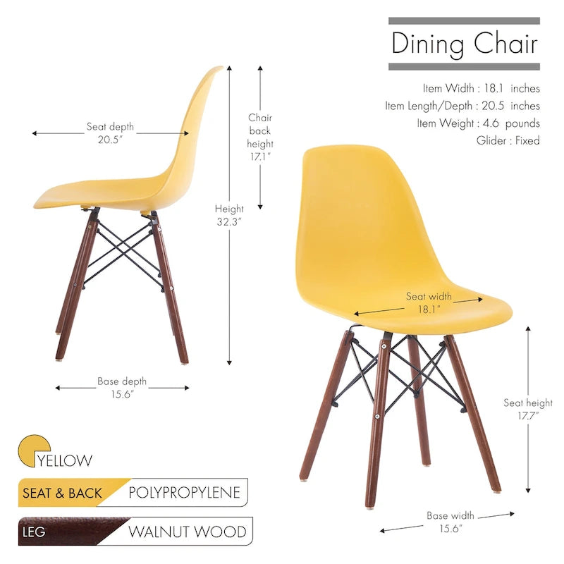 Lot de 2 chaises de salle à manger avec pieds en noyer