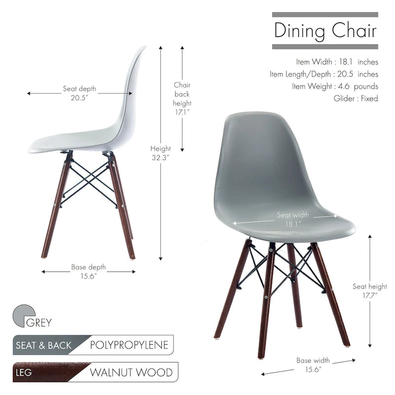 Lot de 2 chaises de salle à manger avec pieds en noyer