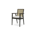 Chaise de salle à manger avec dossier en rotin synthétique - Noir/Gris, Lot de 2