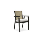 Chaise de salle à manger avec dossier en rotin synthétique - Noir/Gris, Lot de 2