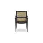 Chaise de salle à manger avec dossier en rotin synthétique - Noir/Gris, Lot de 2