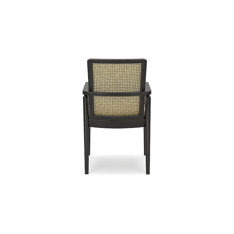 Chaise de salle à manger avec dossier en rotin synthétique - Noir/Gris, Lot de 2
