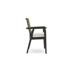 Chaise de salle à manger avec dossier en rotin synthétique - Noir/Gris, Lot de 2