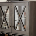 Meuble de bar haut avec casier à vin et porte vitrée