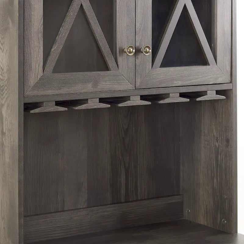 Meuble de bar haut avec casier à vin et porte vitrée