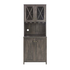Meuble de bar haut avec casier à vin et porte vitrée