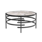 Table basse ronde de 82,5 cm avec plateau en pierre frittée et cadre en métal