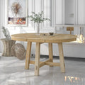 Table à manger ronde extensible avec piètement en X et rallonge intégrée