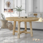 Table à manger ronde extensible avec piètement en X et rallonge intégrée