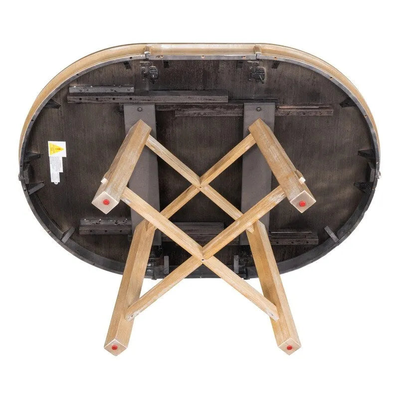 Table à manger ronde extensible avec piètement en X et rallonge intégrée