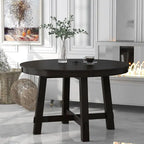Table à manger ronde extensible avec piètement en X et rallonge intégrée