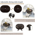 Table à manger ronde extensible avec piètement en X et rallonge intégrée