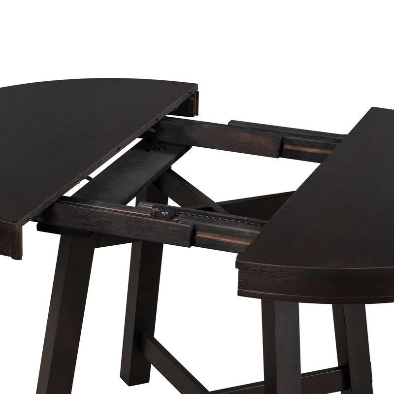 Table à manger ronde extensible avec piètement en X et rallonge intégrée