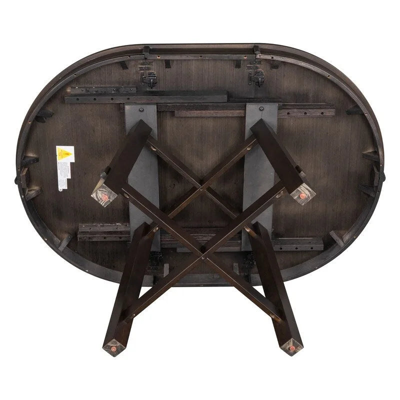 Table à manger ronde extensible avec piètement en X et rallonge intégrée