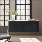 Buffet moderne de 63 pouces avec portes coulissantes et étagère réglable