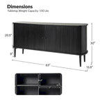 Buffet moderne de 63 pouces avec portes coulissantes et étagère réglable