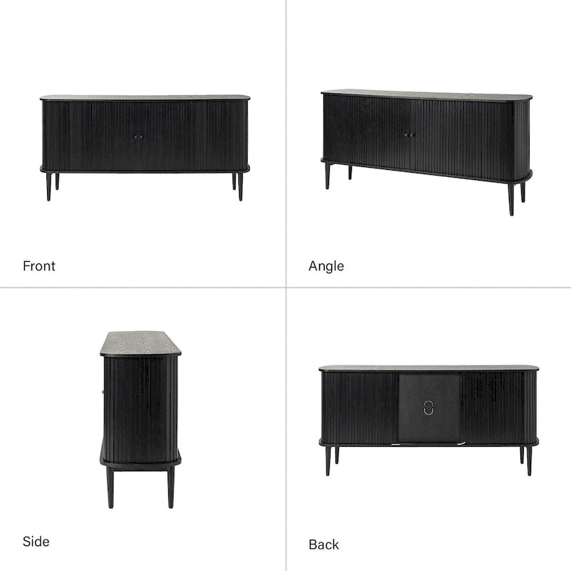 Buffet moderne de 63 pouces avec portes coulissantes et étagère réglable