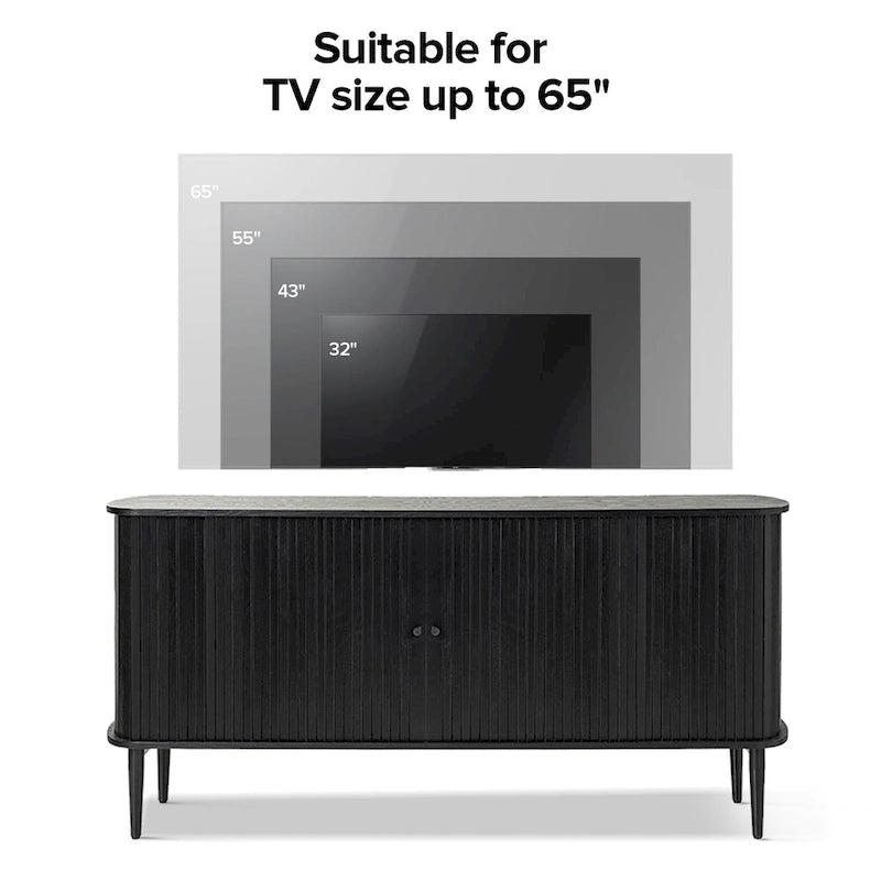 Buffet moderne de 63 pouces avec portes coulissantes et étagère réglable