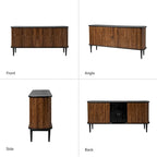 Buffet moderne de 63 pouces avec portes coulissantes et étagère réglable