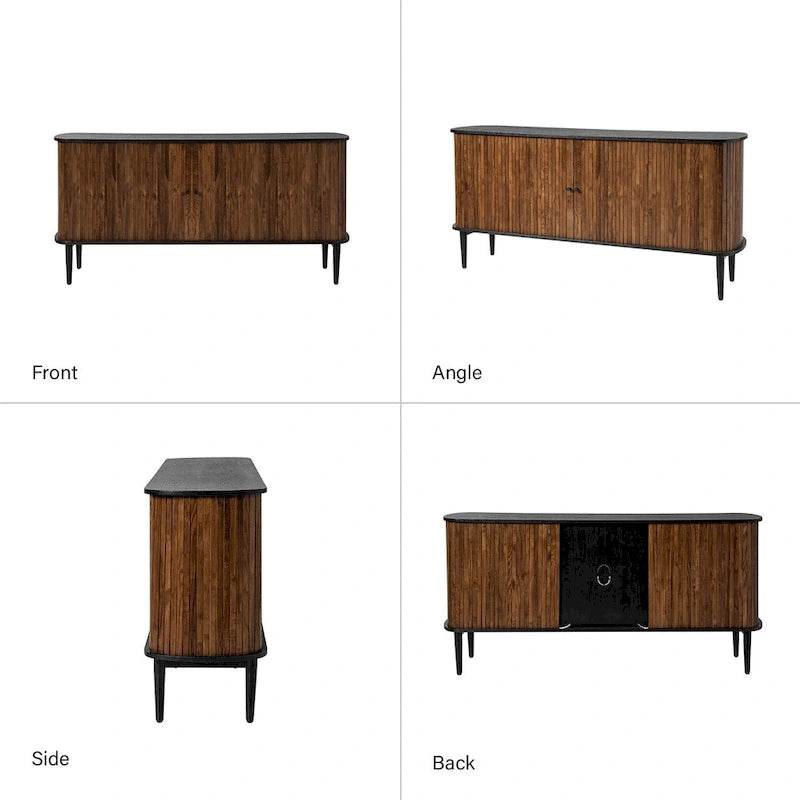 Buffet moderne de 63 pouces avec portes coulissantes et étagère réglable