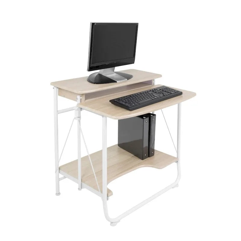 Bureau pliant escamotable avec étagères
