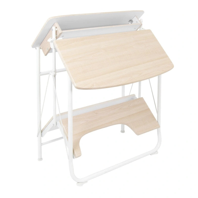Bureau pliant escamotable avec étagères