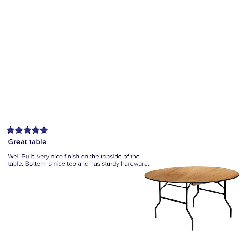 Table pliante ronde de 152 cm avec plateau en bois