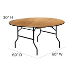 Table pliante ronde de 152 cm avec plateau en bois