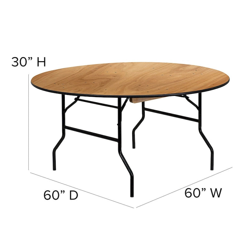 Table pliante ronde de 152 cm avec plateau en bois