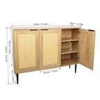 Meuble de rangement en bois avec 3 portes en rotin et 3 étagères