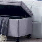 Banc ottoman de rangement en velours touffeté avec pieds en métal