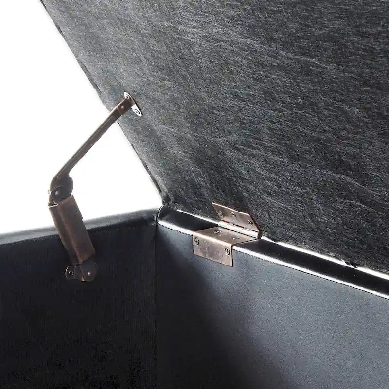 Banc ottoman de rangement en velours touffeté avec pieds en métal