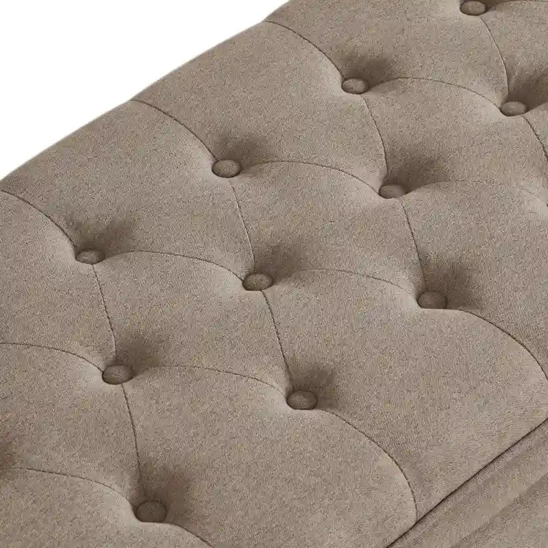 Banc ottoman de rangement en velours touffeté avec pieds en métal